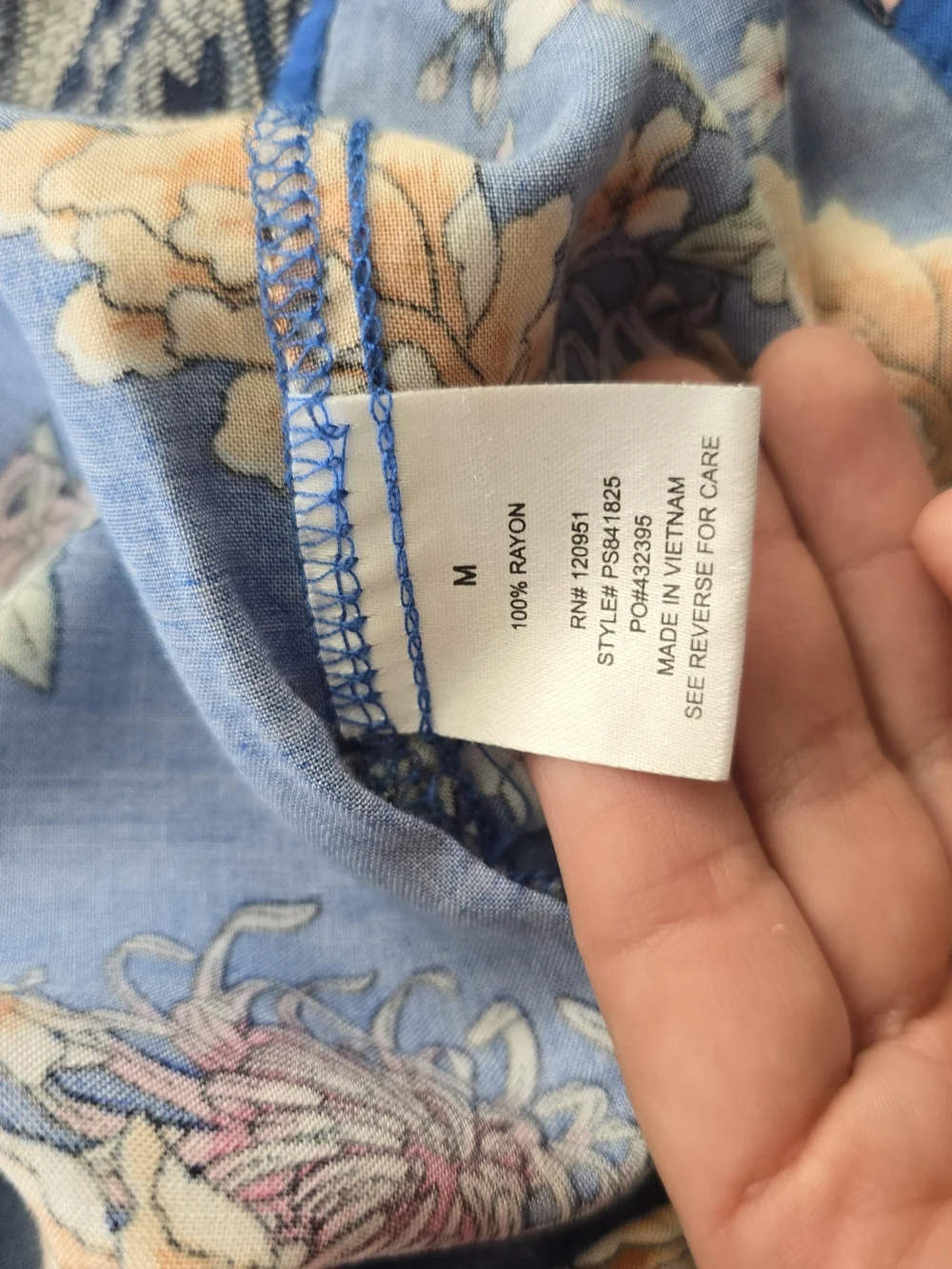 Blue Floral Button-Front Romper Size M Excellent Condition